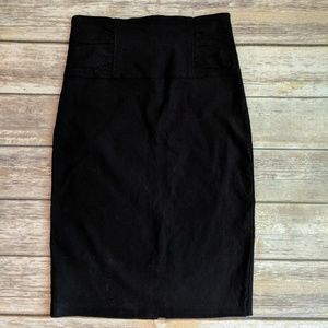 Black stretchy high waist lightweight pencil skirt